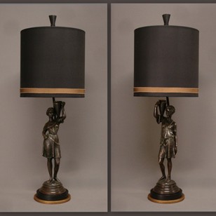Pair Of Vintage Bronze Figures Mounted As Lamps.